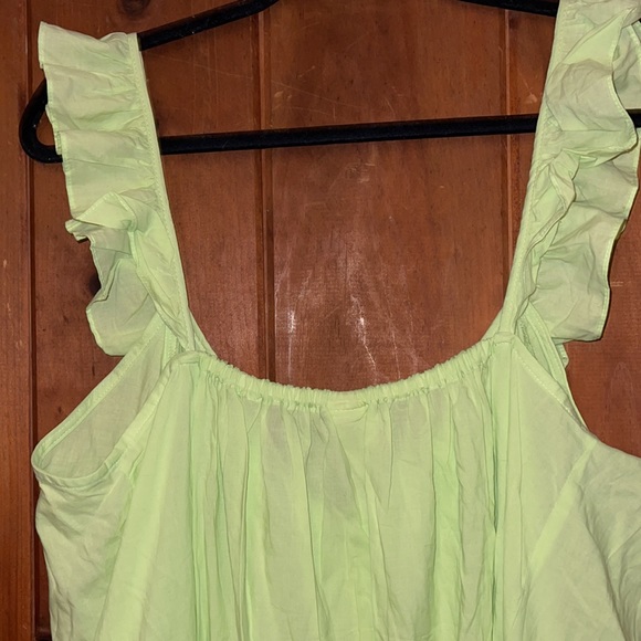 H&M NWT woman’s lime green mid calf ruffle sleeve dress - Picture 1 of 5